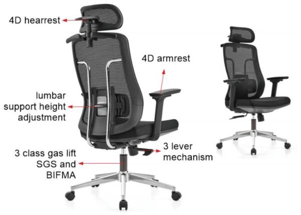 Luxury Ergonomic Mesh Office Chair Executive High-Back Ergonomic Chair 4D Armrest Manager Chair Premium Computer / Boss Chair